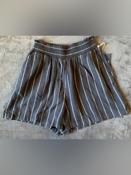 Universal Thread Pants - Women’s Linen Blend Dark Grey Striped Elastic Waist Shorts